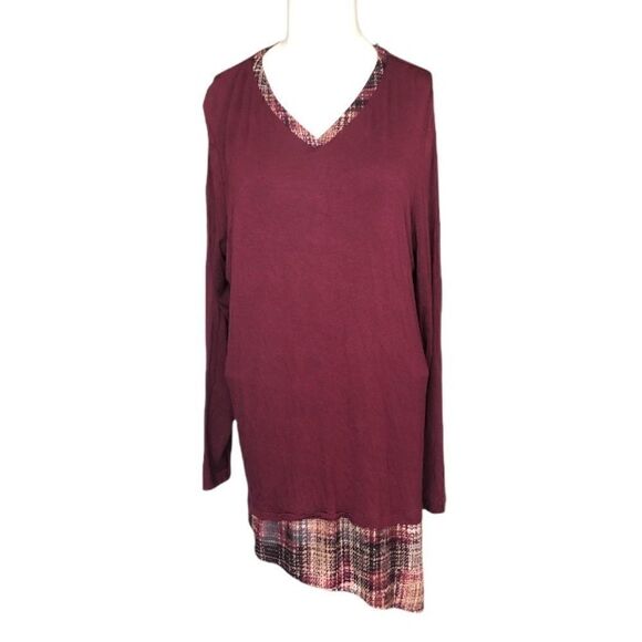 CJ Banks size X (14W) burgundy asymmetrical top - Picture 1 of 7